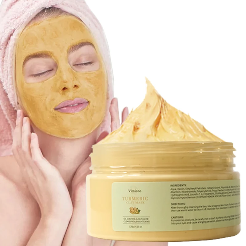 Cosmetics Factory OEM Custom Private Label Organic Vegan Pore Cleaning Anti Acne Tumeric Mud Turmeric Face Clay Mask
