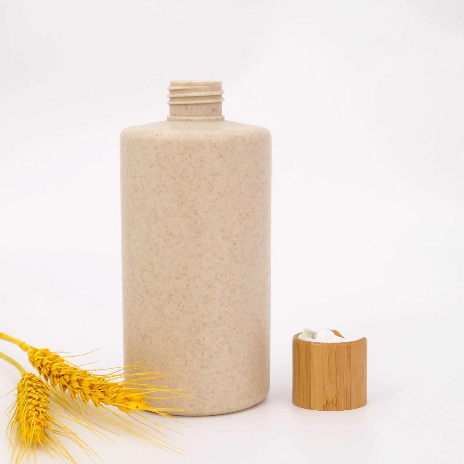 Cosmetic Using Wheat Straw Bottle Biodegradable Plastic Lotion Shampoo Flat-Shoulder  Bottle