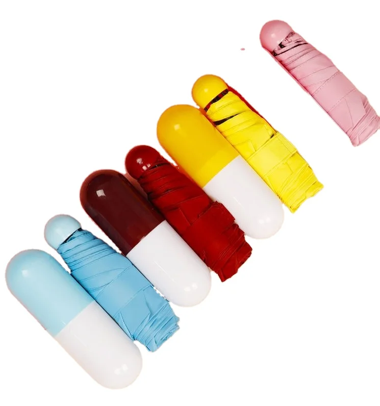 
Compact Muti-Colour Five-Folding Unisex Unbreakable Windproof Outdoor Mini Capsule Umbrella With Package 