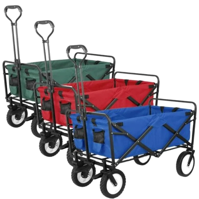 Folding Wagon Cart Utility Outdoor Camping Beach Cart with Universal Wide Wheels Outdoor Camping Shopping Cart Garden