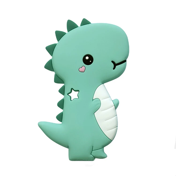 Синий зеленый динозавр молярный массаж пищевой силикон BPA бесплатно Детская жевательная Игрушка прорезыватель