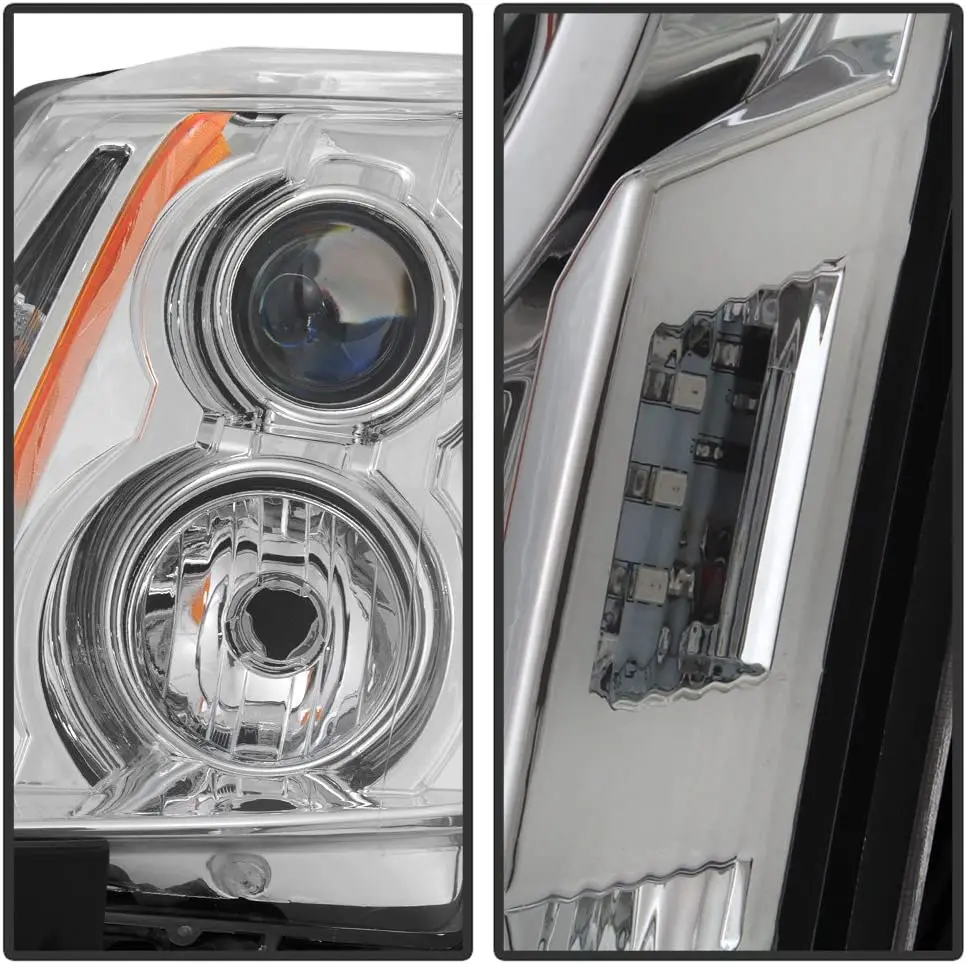 Halogen Projector Headlight Headlamp For Cadillac CTS 2008-2014 Exc V 2009 Clear Lens Chrome bezel Head Lamp GM2502309 22783446