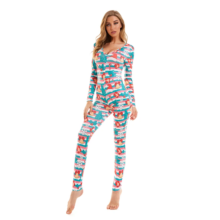 
2020 New arrival christmas pajamas long pants onesie for women 