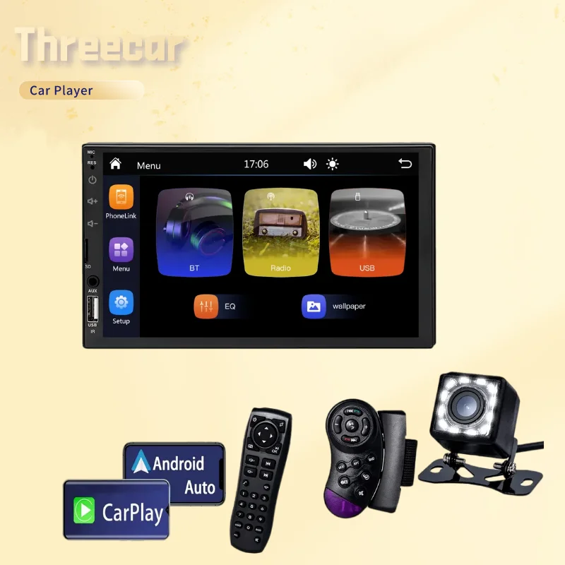 Viewing Angle 170 Degrees USB Backup Camera Car MP3 Player Radio Cost-effective 2DINFM Voice Control Remote Control Car Radio