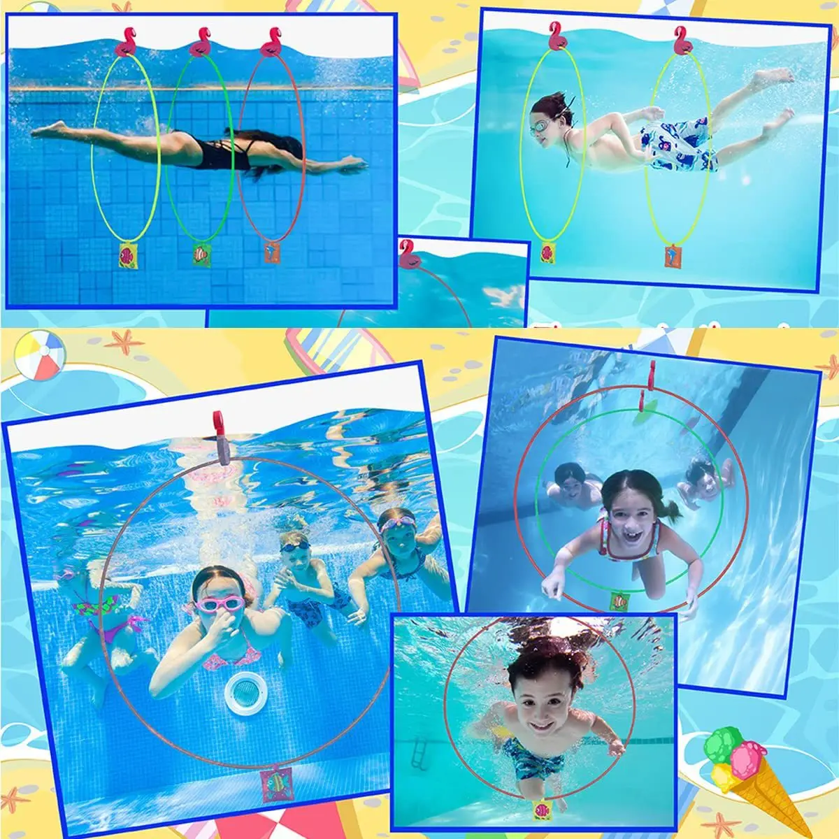 Diving Rings Swimming Thru Rings Toy Adjustable Hoop Underwater Sport Swim Through Rings Diving Training Circle