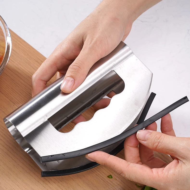 Salad Chopper Knife With Double Blade Protective Covers Salad Cutter Mezzaluna Salad Chopper