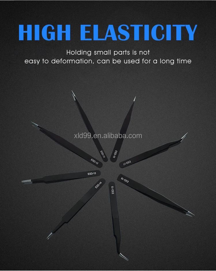 Wholesale Multiple Types Anti Static Precision Black Stainless Steel Tweezer