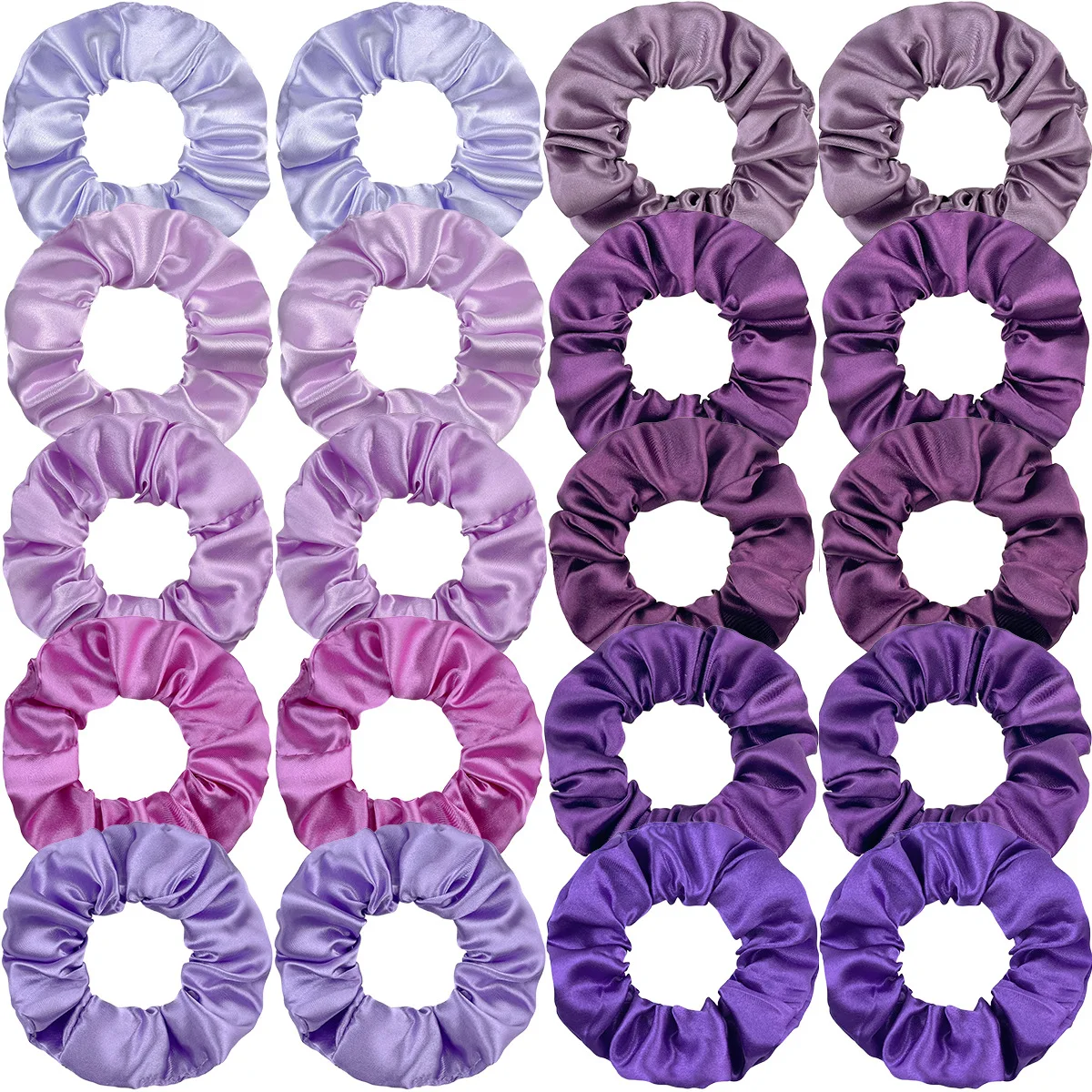 Wholesale 10ps/Set 20ps/Set 52 Colors Women Girls Solid Plain Imitation Silk Scrunchies Fashionable Satin Hair Bands Daily Use