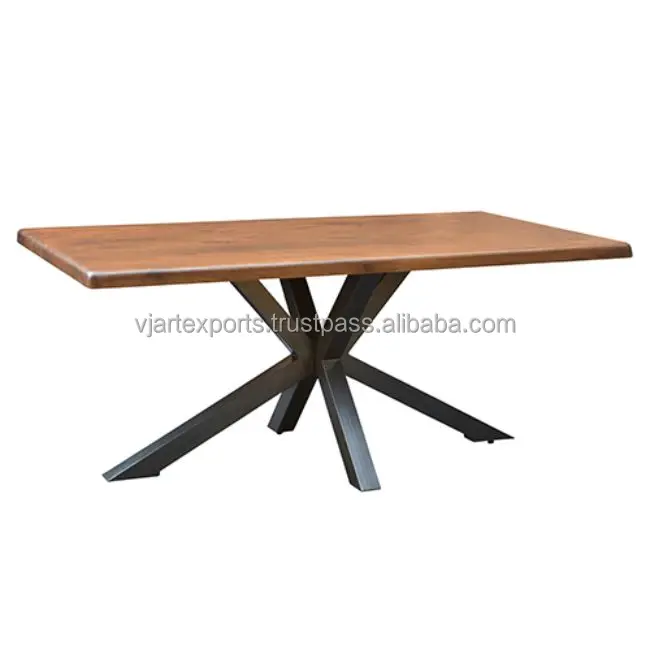 Modern Design Commercial Metal Frame Wood Top Dining Table for Indoor & Outdoor Furniture patio furniture