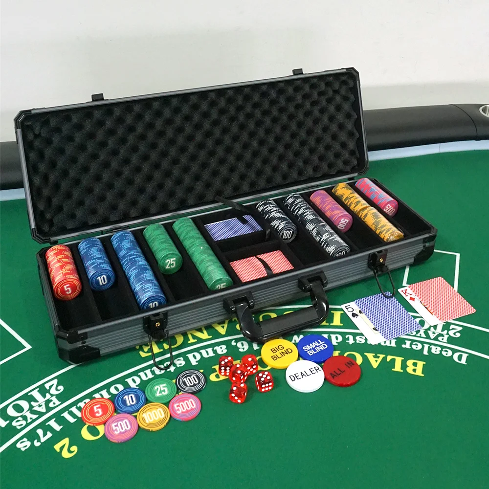 High quality casino grey aluminum box monte carlo ceramic chip set customized 500 1000pcs poker chip set