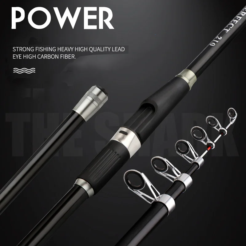 FISHGANG OEM surf fishing rod with luminous soft tip carbon hard 2.1m 2.4m 2.7m 3.0m 3.6m telescopic raft fishing rod