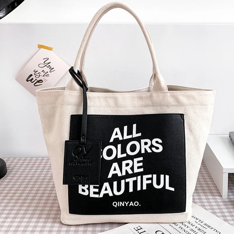 PU Women Print Style Gift Daily Luxury Foldable Reusable Large Grocery Cotton Canvas Shopping Tote Bags With Custom Logo Extra