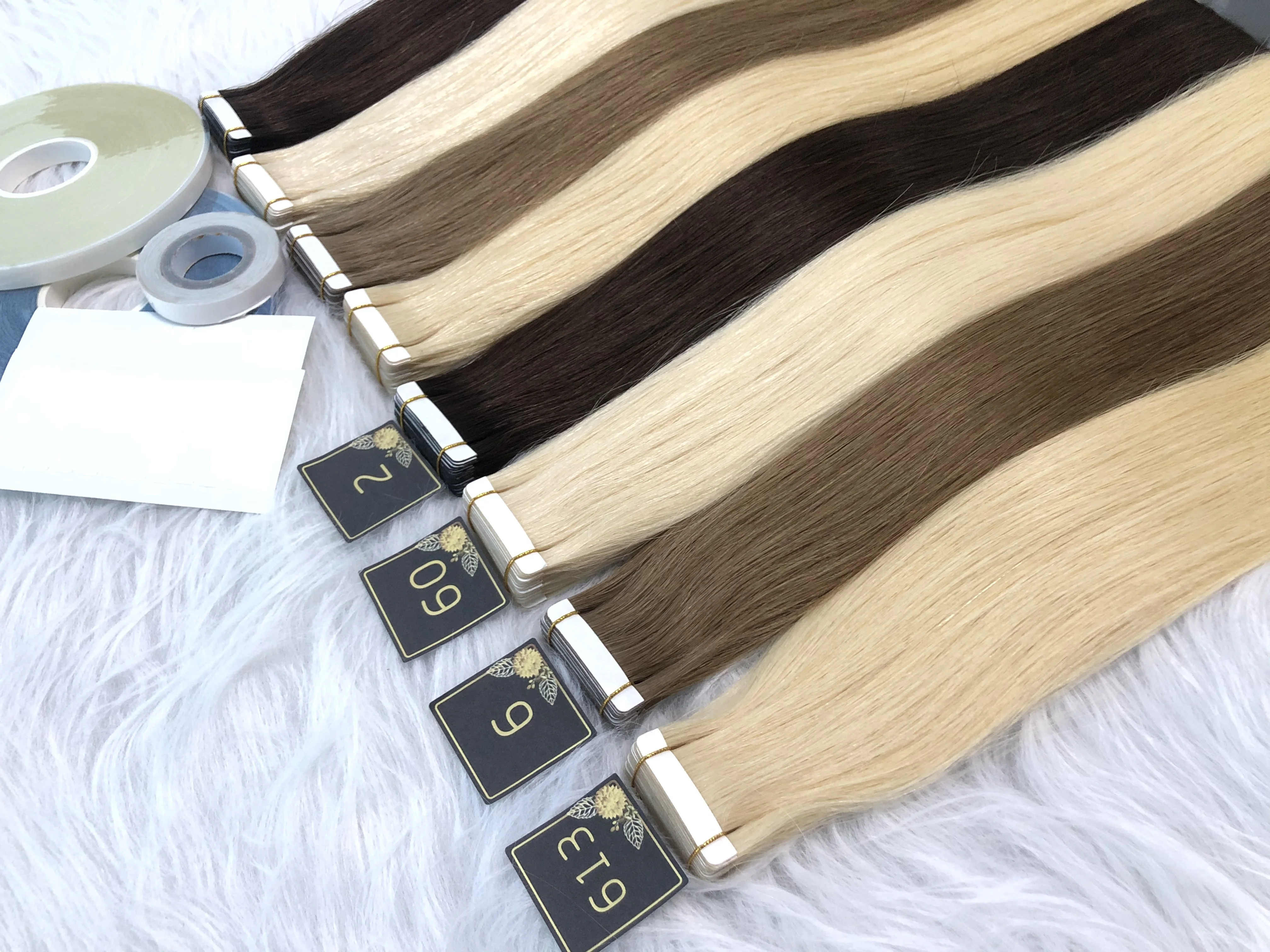 Unprocessed Cuticle Aligned Tape In Hair Extensions 100 Raw Human Hair Fuller Thick Ends Double Drawn Single Donor