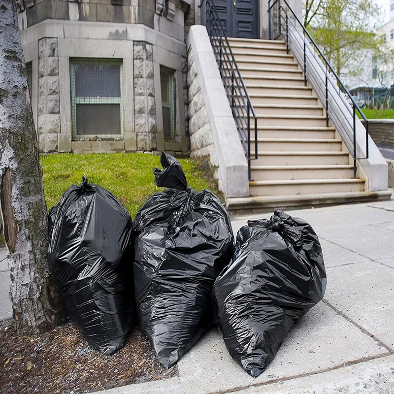 Heavy Duty Biodegradable Black Garbage Bags Trash Bags biodegradable rubbish bag