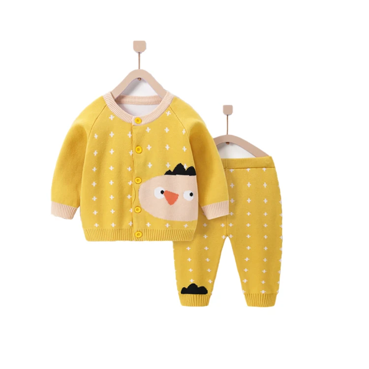 
Fall winter newborn baby cute print sweater pants two piece set 