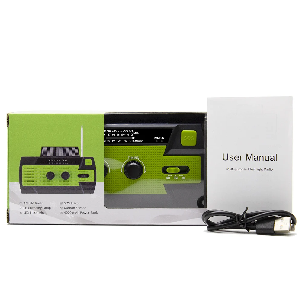 Emergency flashlight radio hand crank solar survival radio NOAA Weather Radio for Reading Lamp