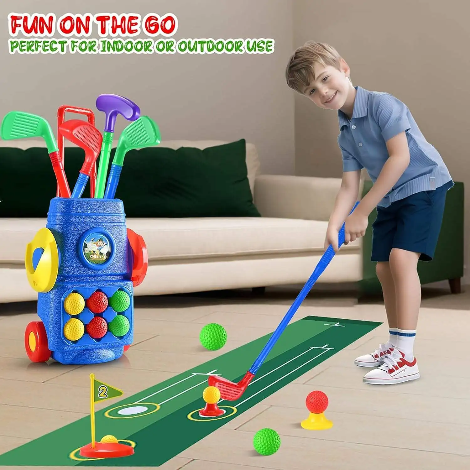 New Arrival Kids Outdoor Sports Product Mini Plastic Golf Toys Set Gift For Boys Girls