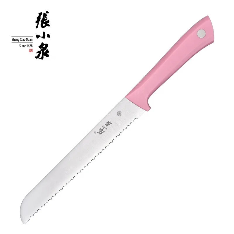 3Cr13 Stainless Steel ABS Handle Metal Type Pink Color Wood Kitchen Knife 8 Inch Bread Knife