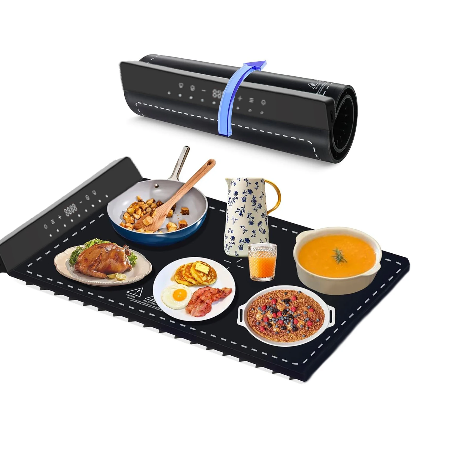 Auto Shut-Off -Versatile Hot Food Table Mat Food Warmer Full Surface Heating Table Mats Electric Food Warming Trays