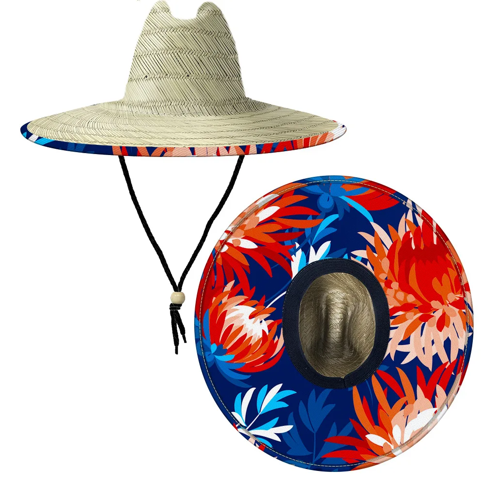 High Quality Custom Printed Lifeguard Unisex Straw Hat for Outdoor Beach & Fishing Activities