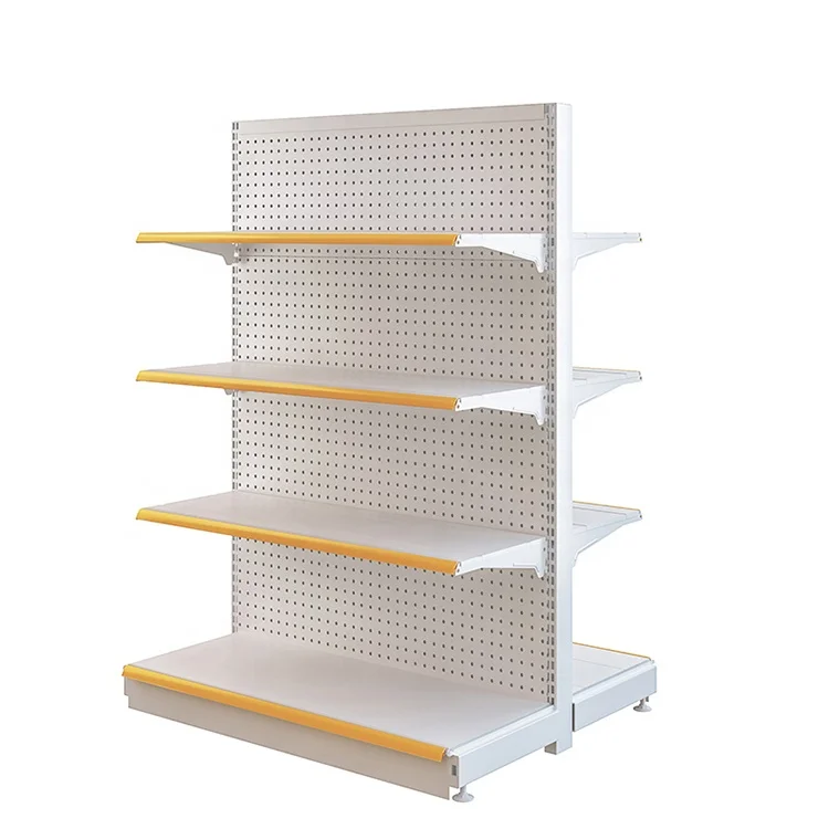 Heavy duty ordinary back plate single side metal display supermarket open shelf