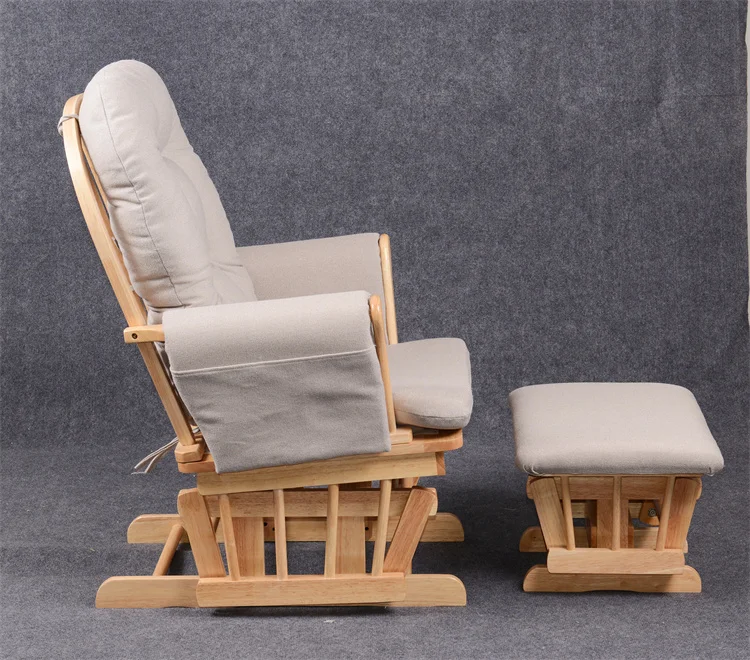 Classic Care center Mummy Breastfeeding Baby Nursery Nurse Rocking chair and ottoman Leisure Nursing wood glider chair modern