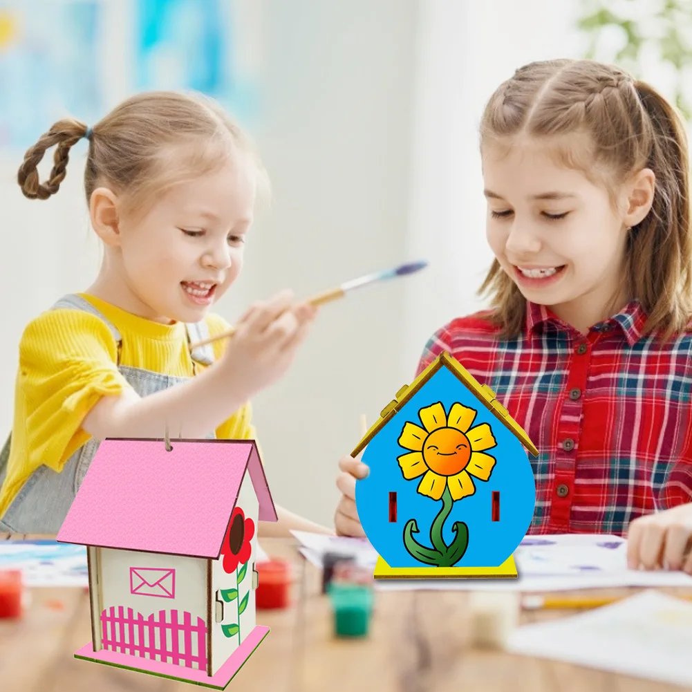 12 DIY unfinished wood bird house kits paint strips