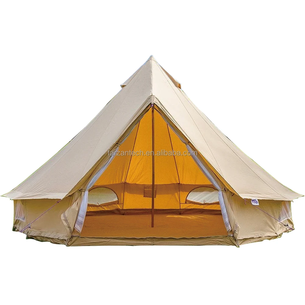 Custom Canvas Bell Tent Wall Teepee Yurt Glamping Tent Outdoor Heavy Duty Canvas Warm Tent