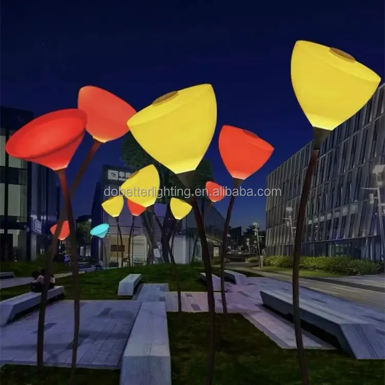 LED Calla Lotus Shape Luminescent Landscape Area Interactive Light  Lanterns for Outdoor Amusement Commercial District Lighting