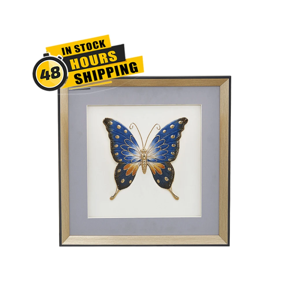 Modern Hotel Decor Hand Painted Abstract luxury home decorative enamel butterfly Animal Painting Wall Art
