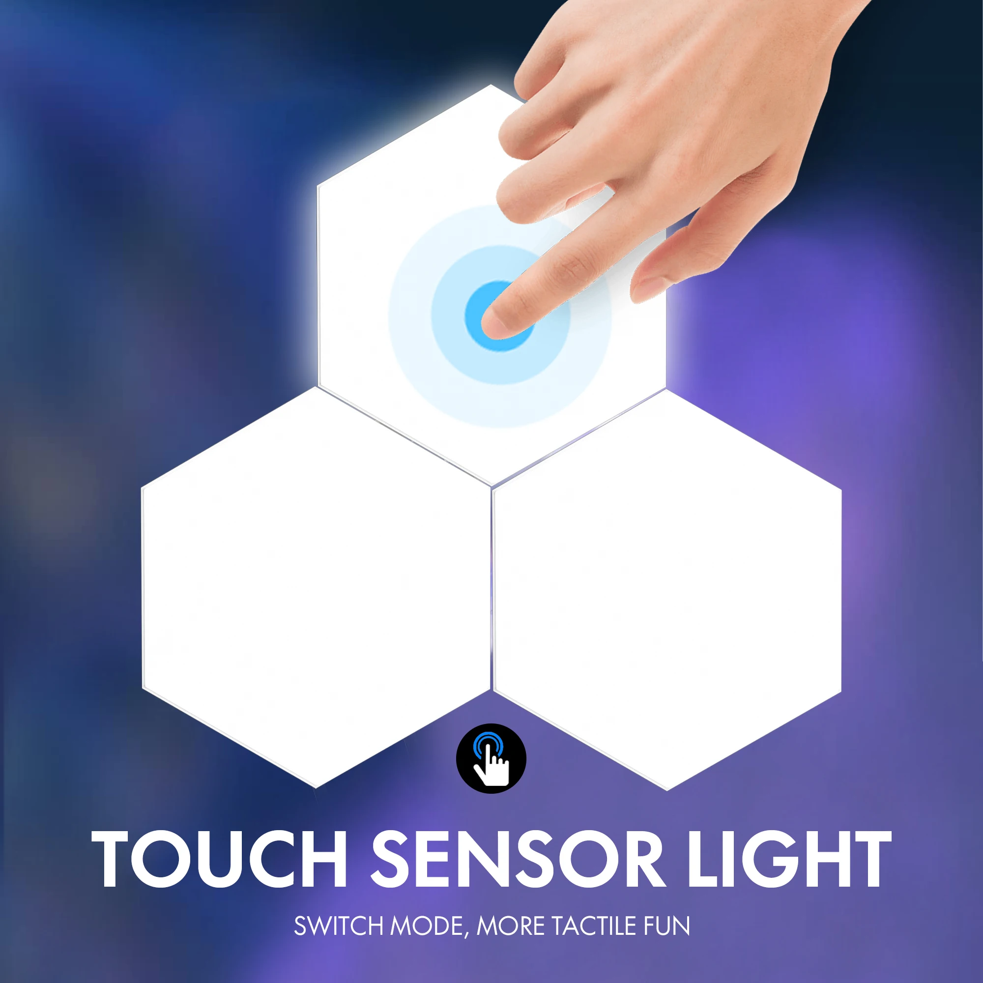 High Quality Hexagonal Led Wall Lights RGB Color Changing Interactive Lighting DIY Touch Sensor Lights Panels for Kids Gift