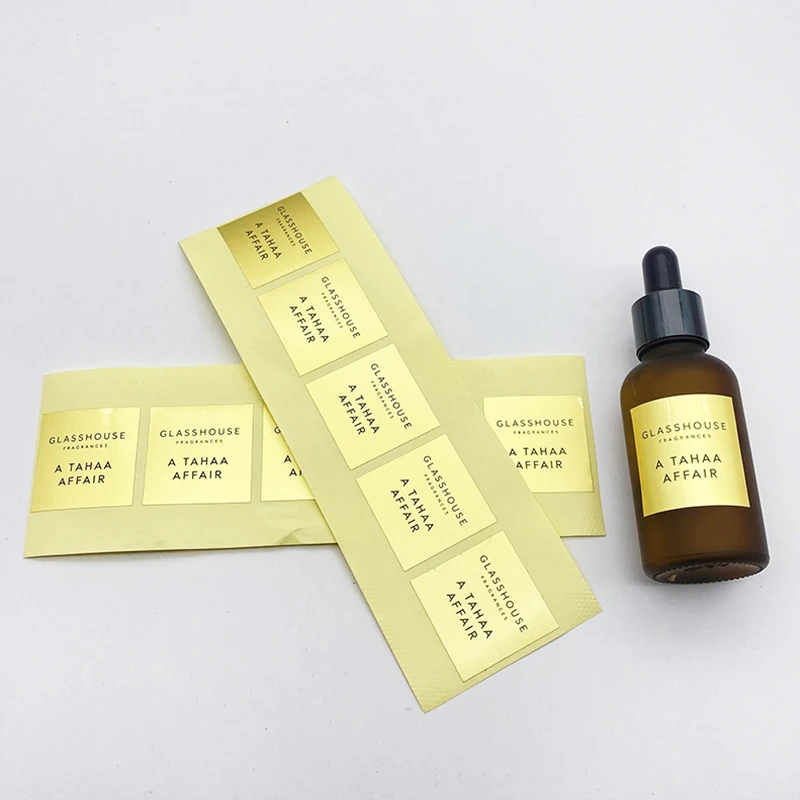High Quality Peel And Stick Label Square Luxury Gold Foil Paper Packaging Label Custom Logo Stickers Roll For Glass Bottle