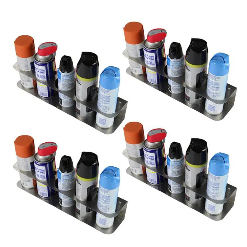 Five Cans Wall Mounted Aerosol Spray Can Holder Rack Organizer For Garage