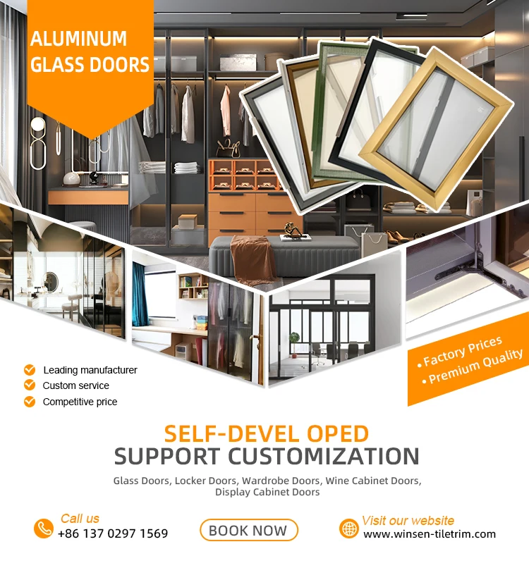 Aluminum Profile Wardrobe Closet Glass door Frame Aluminum Glass Door and Window Frame