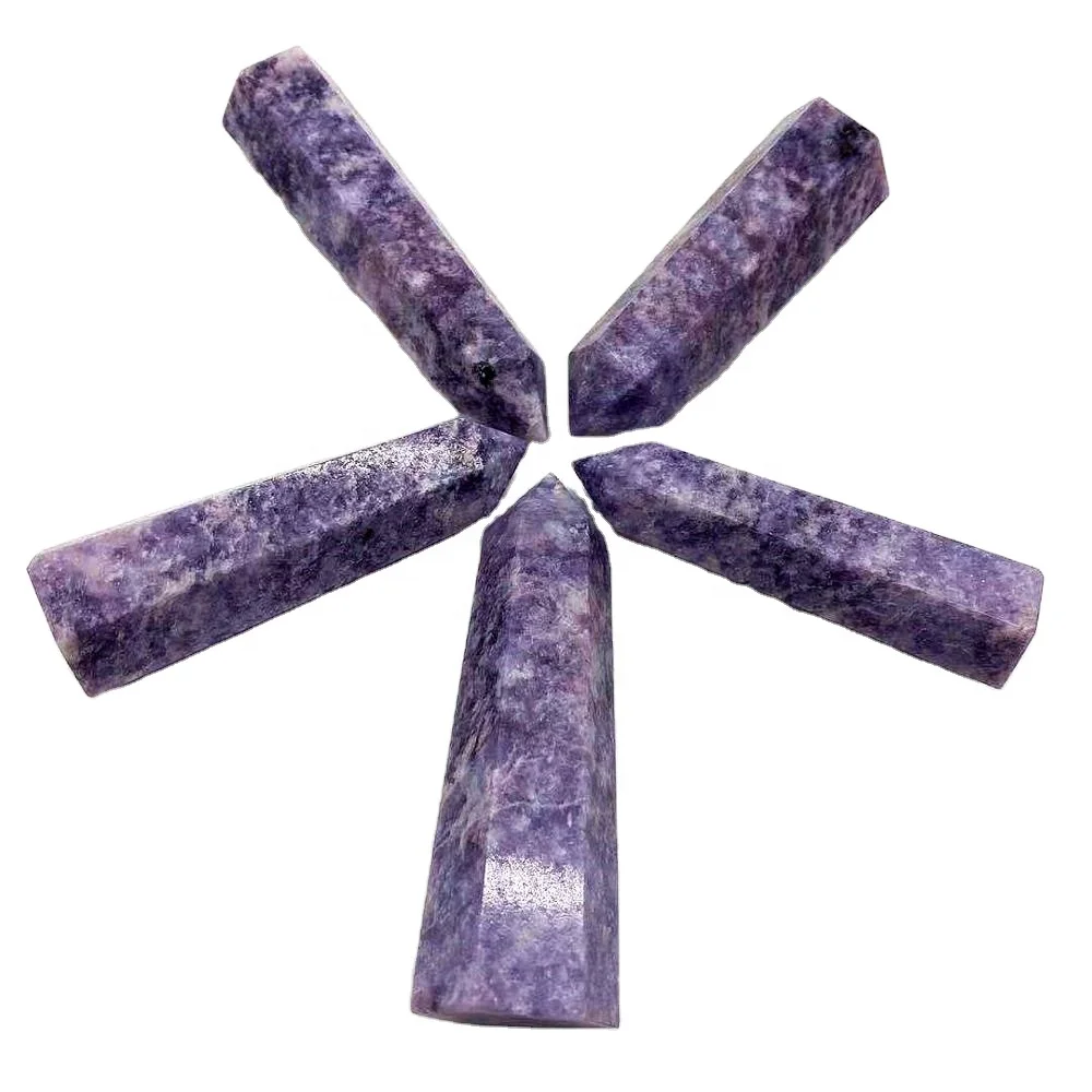 Wholesale natural magic wand tower folk crafts purple lepidolite crystal point folk crafts