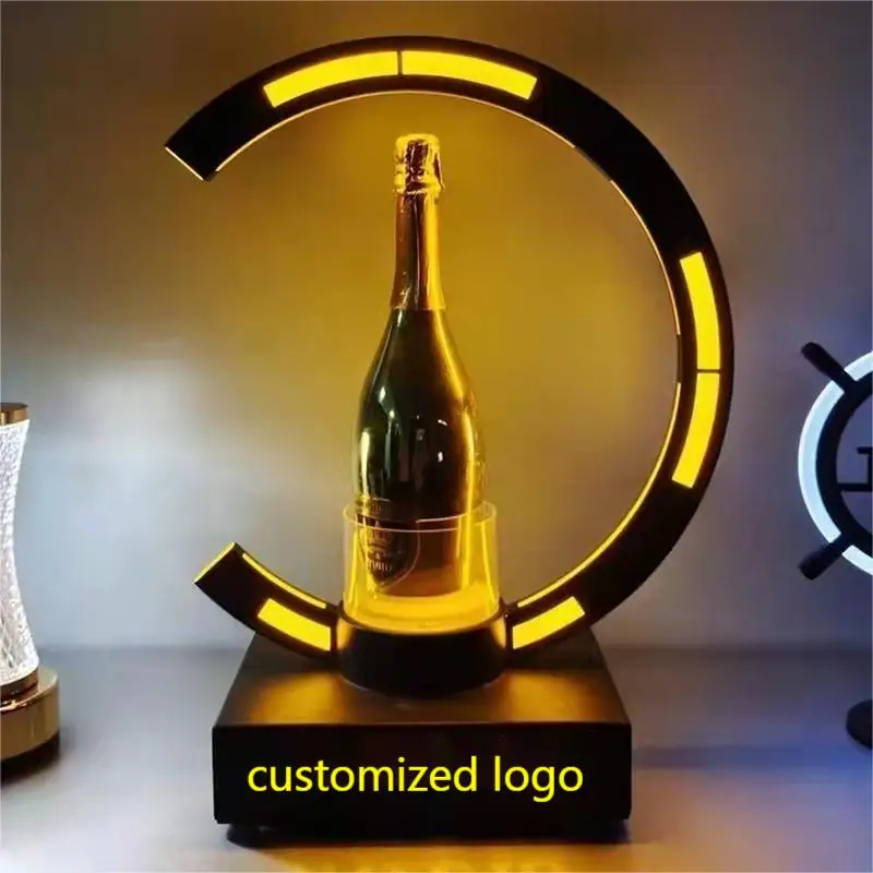 Fashion wine holder rack LED iron baked paint metal acrylic led lit iron wine display racks with led lighting