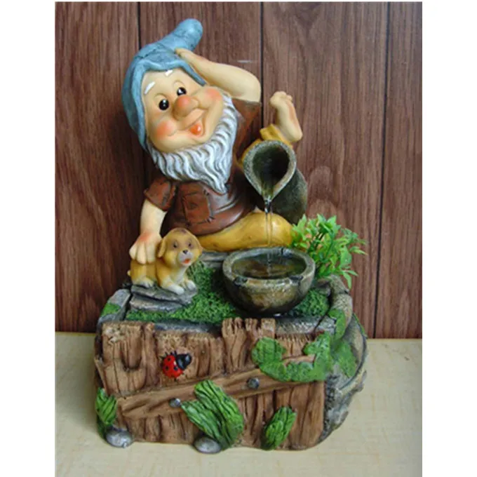 Indoor Decor Small Electric Resin Gnome Water Fountain