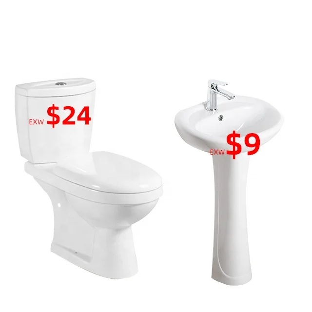Оптовая продажа дешевая керамическая сантехника набор wc умывальник для мытья рук раковина p Ловушка ванная комната туалет и комбинация