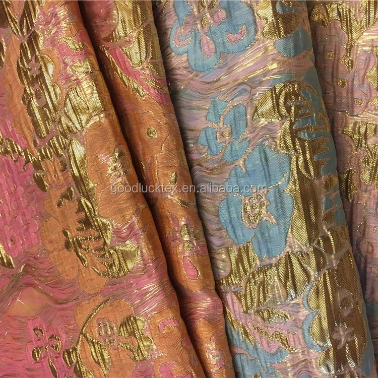 High Density Polyester Metallic Brocade Fabric