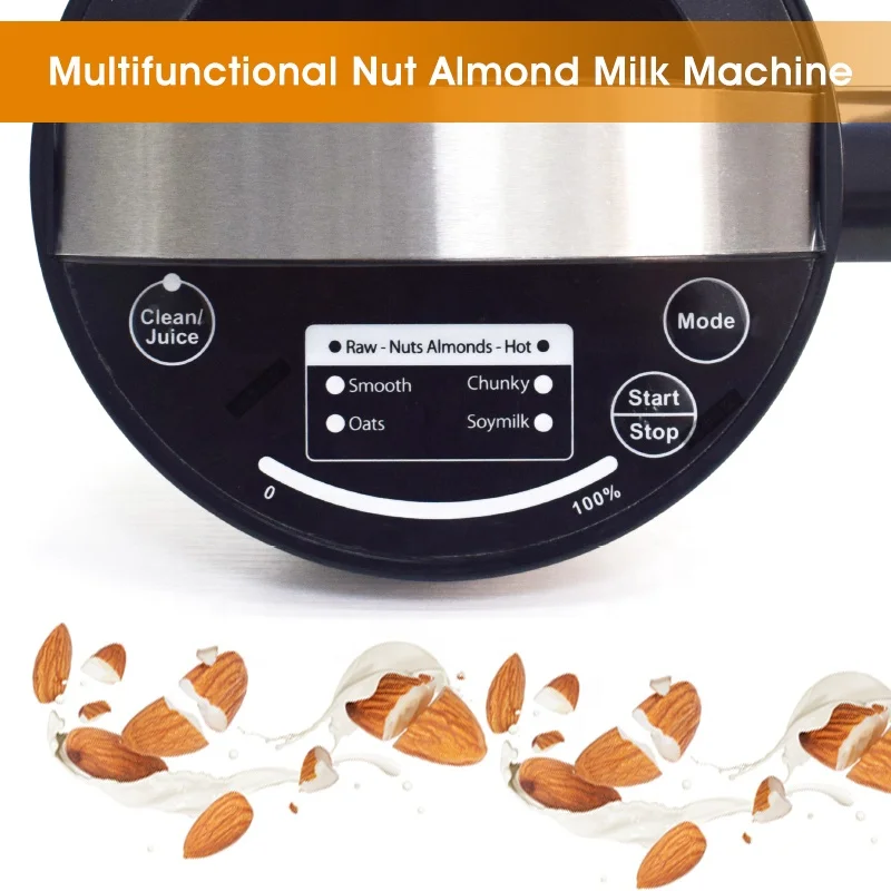 OEM Automatic Tiger Nut Milk Machine   SS304 1.5L Soya Milk Machine Free Filter  SS304 Oat Almond Milk Maker
