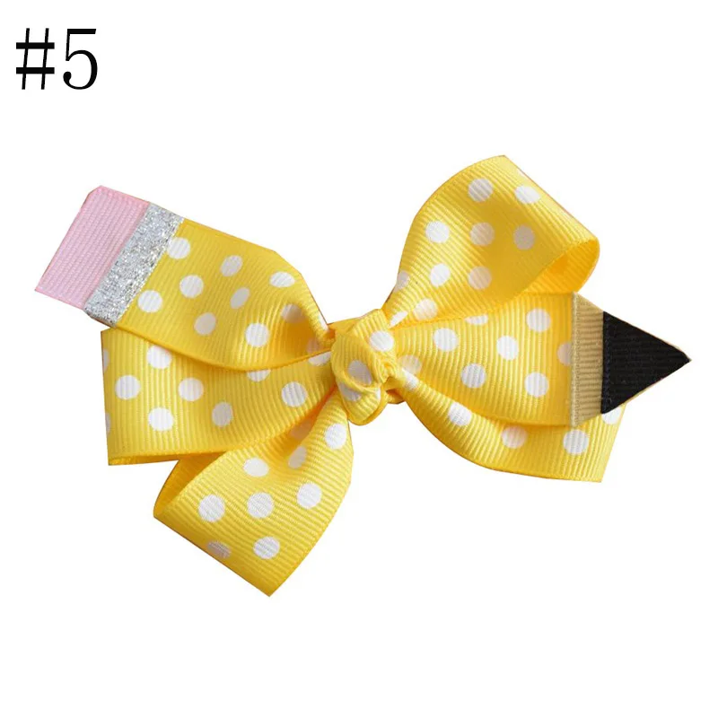 3' Mini Pencil Girl Hair Bows Accessories With Clip Back To School Hair Clip Hairpins Hair Ornaments