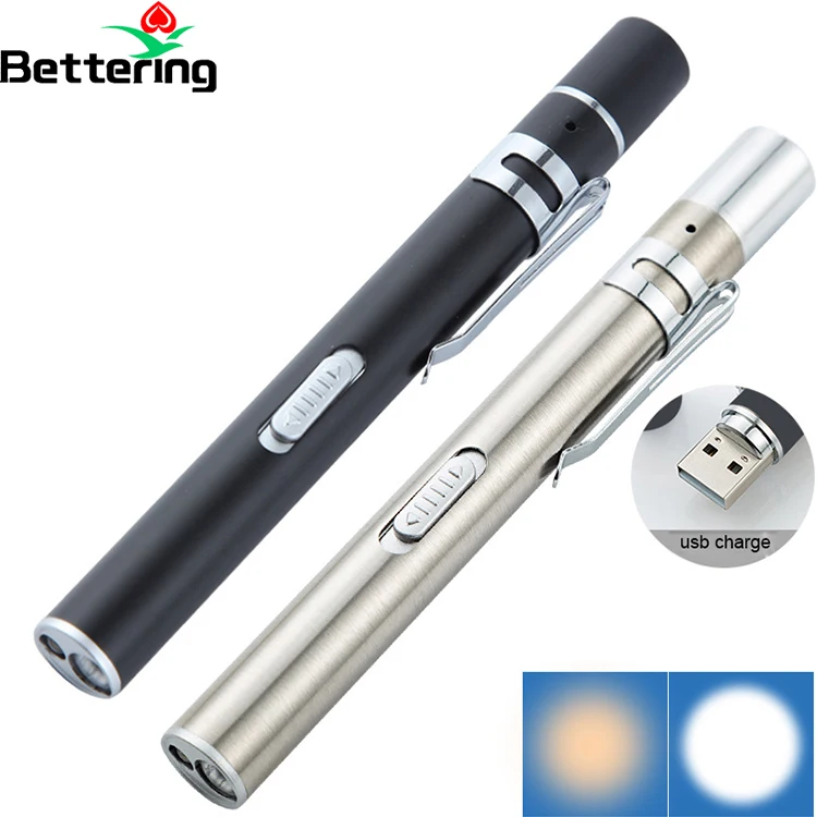 doctor use usb rechargeable portable mini pen led keychain flashlight with sling clamp,micro pocket moon slim flashlight torch