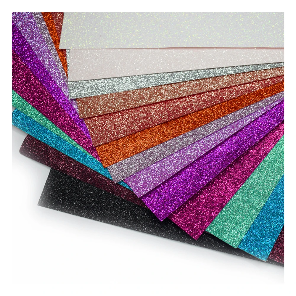 12X12 custom multicolor single-sided glitter gift wrapping paper self adhesive glitter paper glitter paper sheet