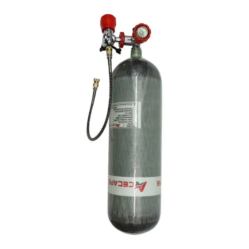 Acecare 6.8L CE 300Bar Paintball Gas Cylinder with Red Gauge Valve and Filling Station