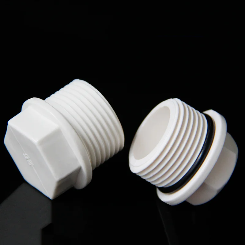 PP Material PVC External Tooth Plug Ribbed Thread Water Supply Pipe Fitting with Glue Connection JIS Standard Model Head