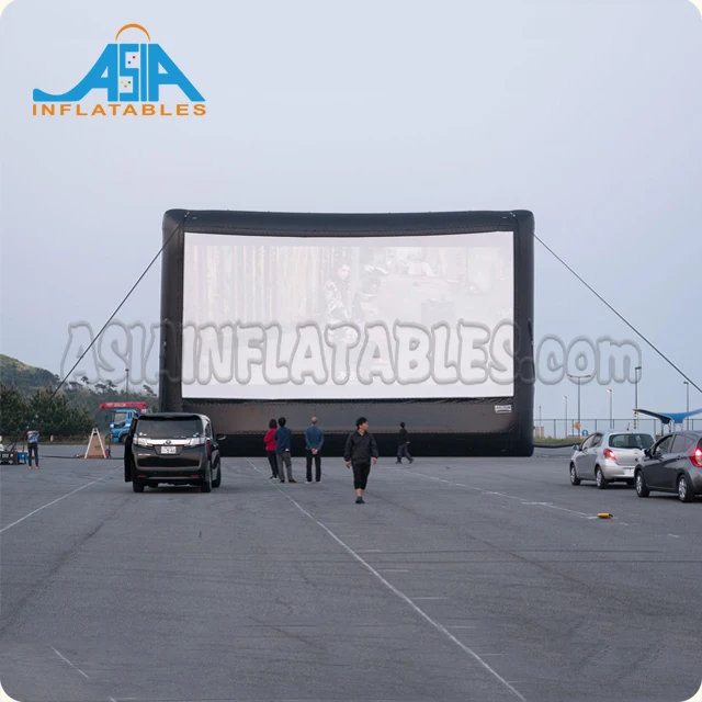 Outdoor inflatable movie screen with cinema projector, drive in movie screen for sale