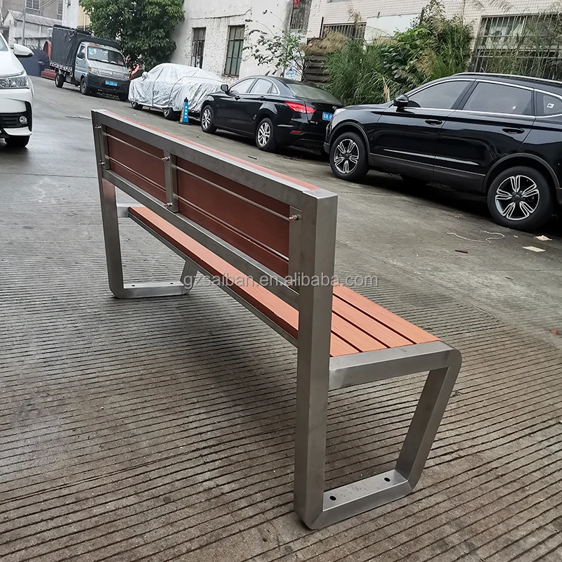 Factory wholesale leisure outdoor benches wooden metal bench seat for parks and plazas