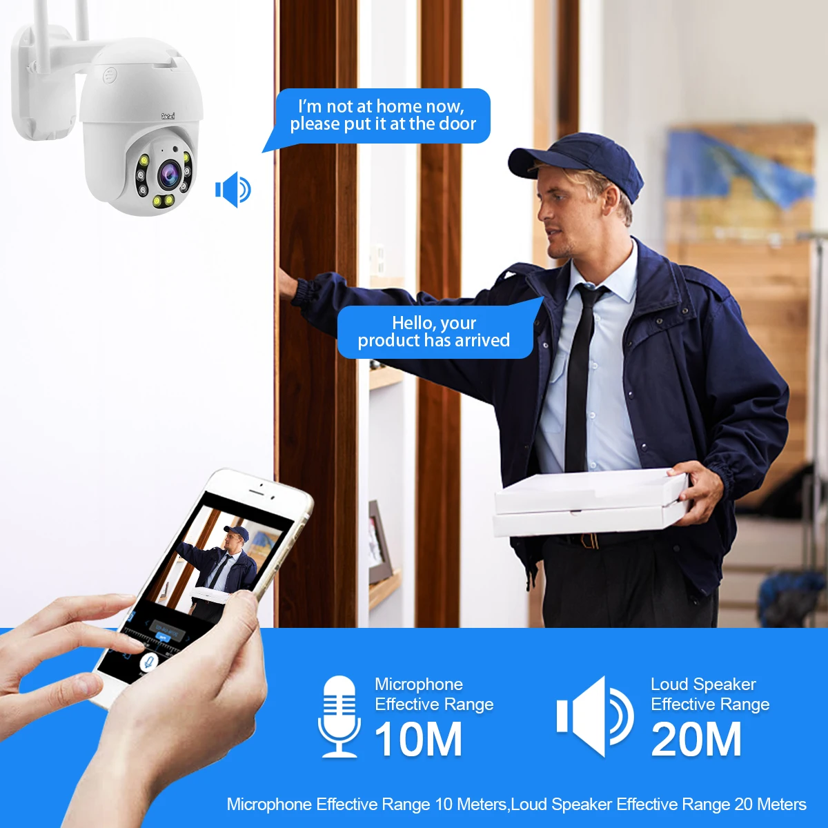 JideTech 5MP 4X Network IP Security Camera Indoor/Outdoor IP66 CMOS Sensor with SD Card Slot WIFI PTZ Camera Two-Way Audio