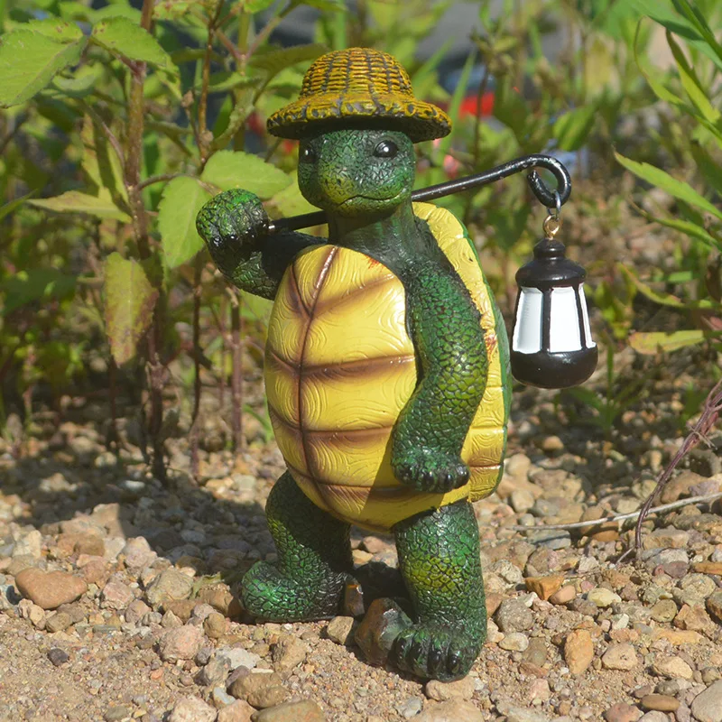 High demand import Outdoor Style Tide Handicraft Garden Go Turtle with Lantern resin statue