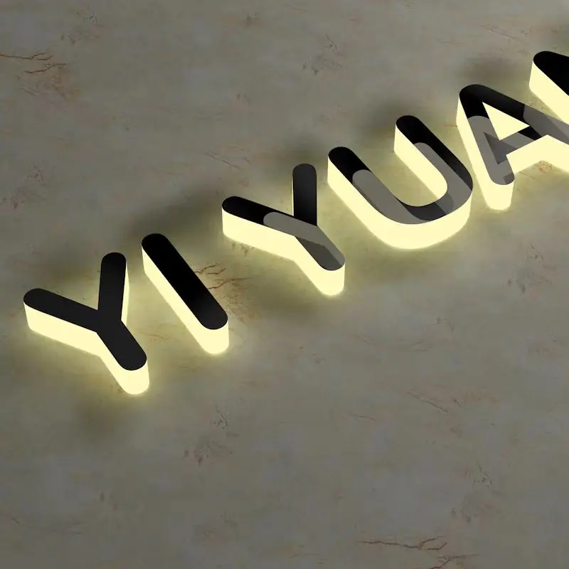 Luxury 3D Logo Outdoor Led Letter Sign Led Backlit Brand Signage Custom Metal Channel Letter   For Company Store Decor